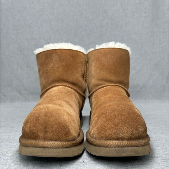 UGG Boots Customizable Bailey Bow Short Chestnut Tan Sheepskin Women's Size 8 - Picture 3 of 11